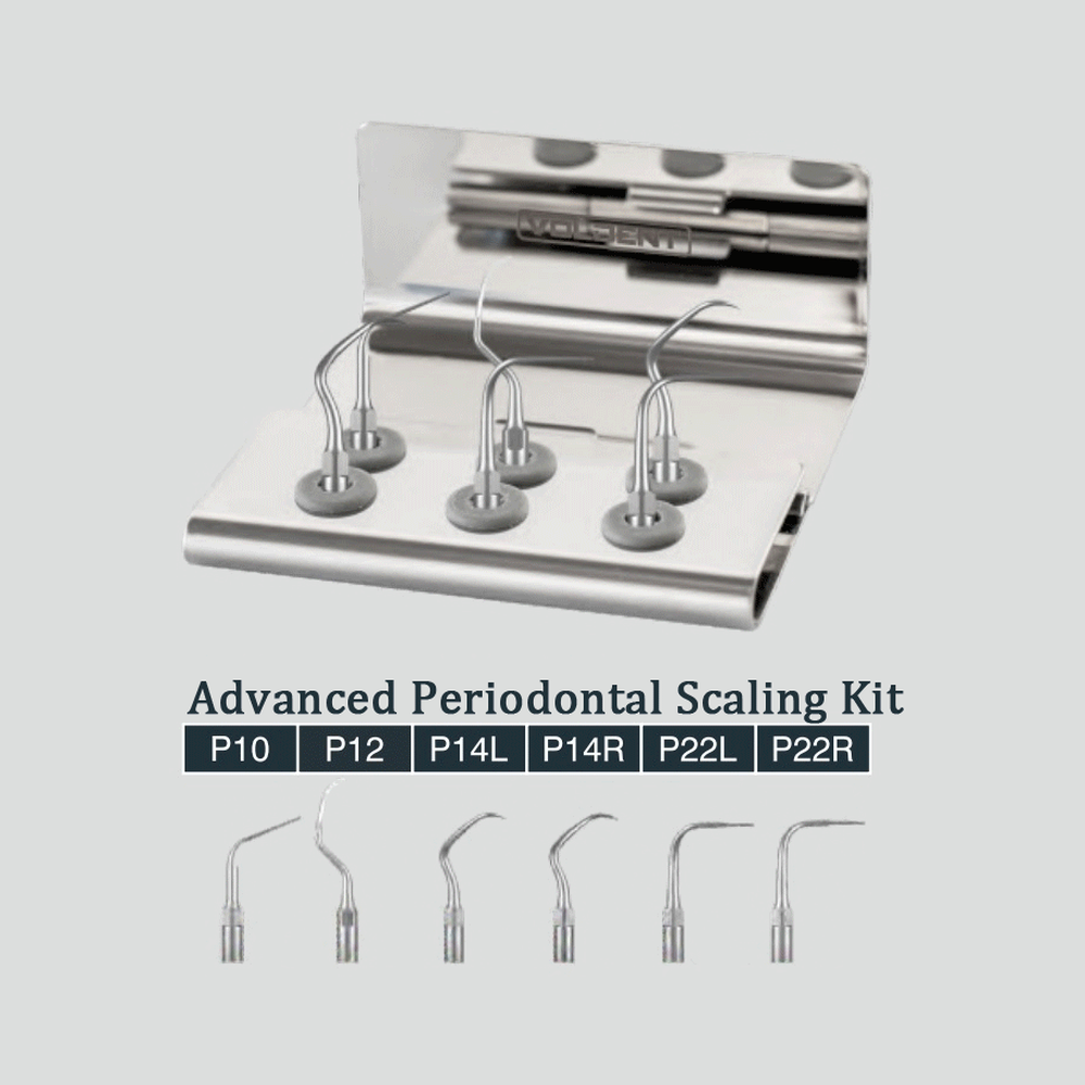 Dental Advanced Periodontal Scaling Stainless Steel Ultrasonic Scaler Tips Kit 6 Types