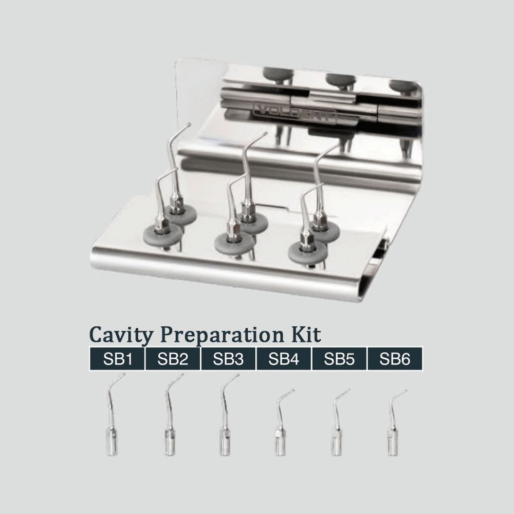 Dental Cavity Preparation Stainless Steel Ultrasonic Scaler Tips Kit 6 Types