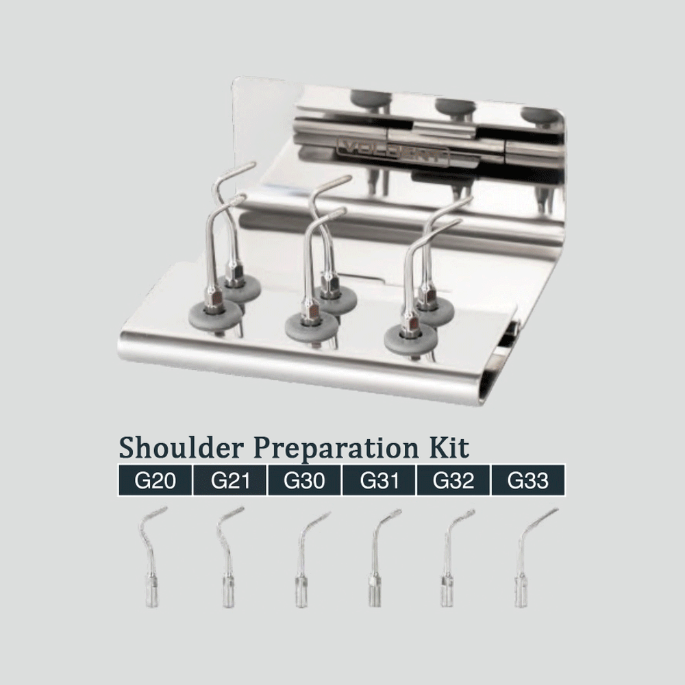 Dental Shoulder Preparation Stainless Steel Ultrasonic Scaler Tips Kit 6 Types