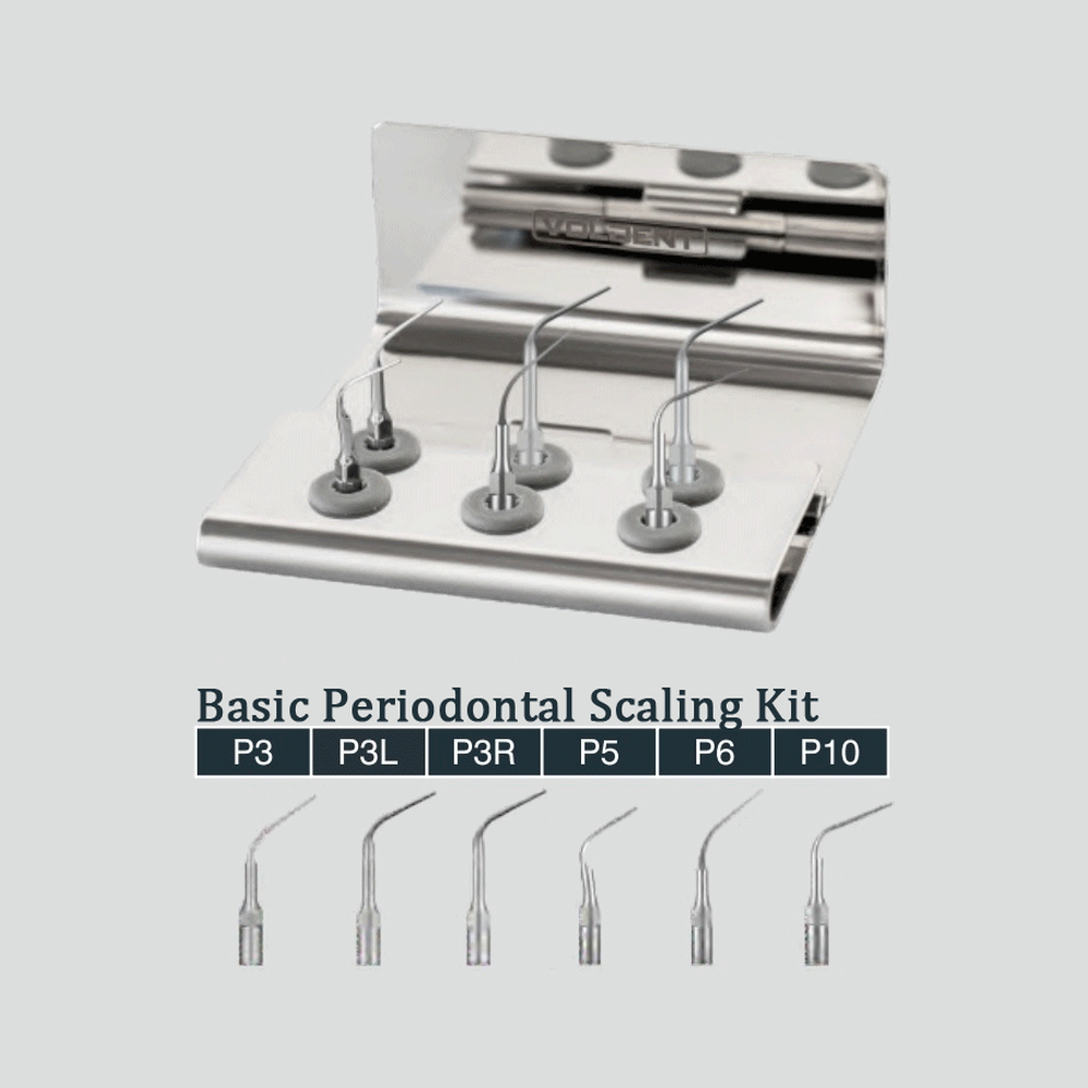 Dental Basic Periodontal Scaling Stainless Steel Ultrasonic Scaler Tips Kit 6 Types