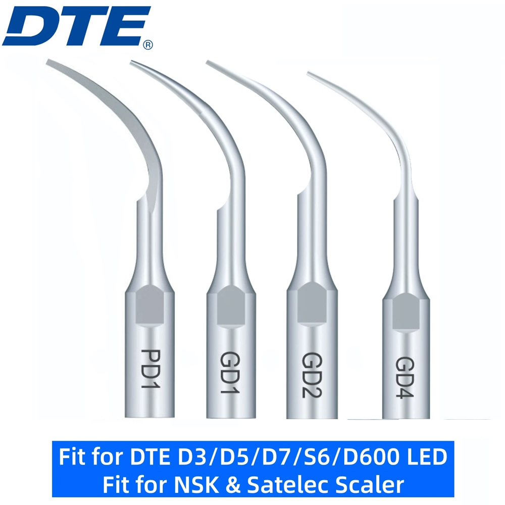 5Pcs DTE Dental Ultrasonic Piezo Scaler Tips Kit GD1/GD2/GD4/PD1 Fit SATELEC NSK