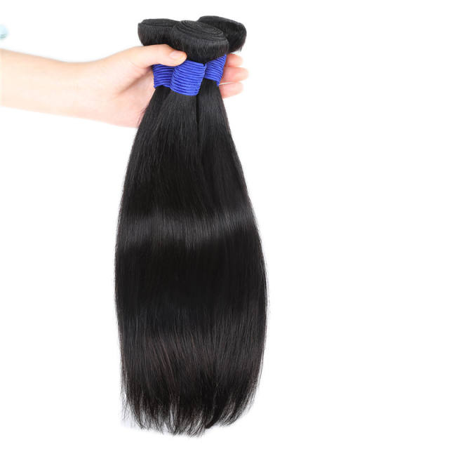 100% human hair bundles straight natural black hair extensions