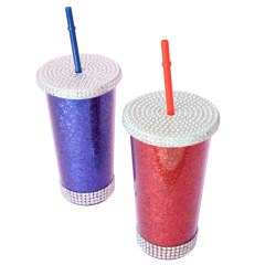 Rhinestone Plastic Cups Bottle Accept Custom