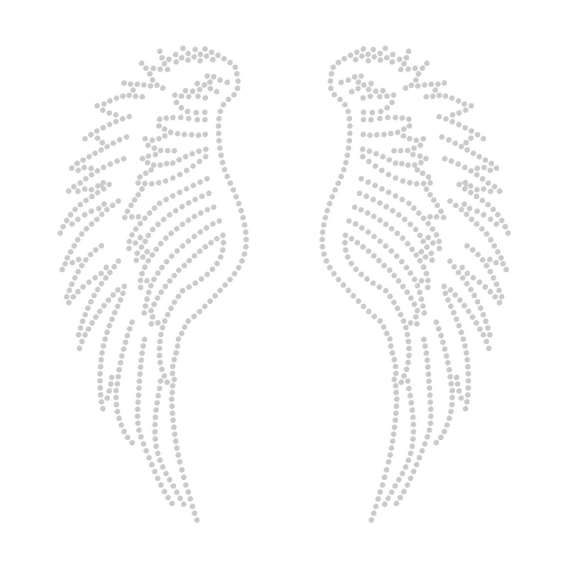 Wings Design Rhinestone Transfer Bling Hot Fix Applique
