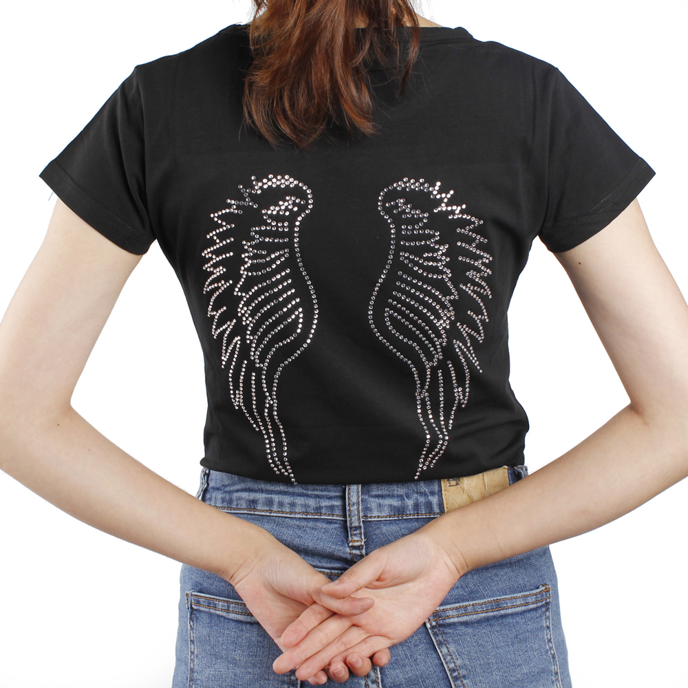 Wings Design Rhinestone Transfer Bling Hot Fix Applique