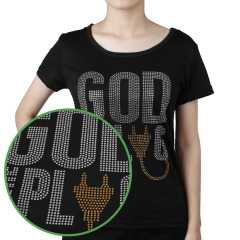 God Is Plug Rhinestone Heat Transfer Hotfix Bling