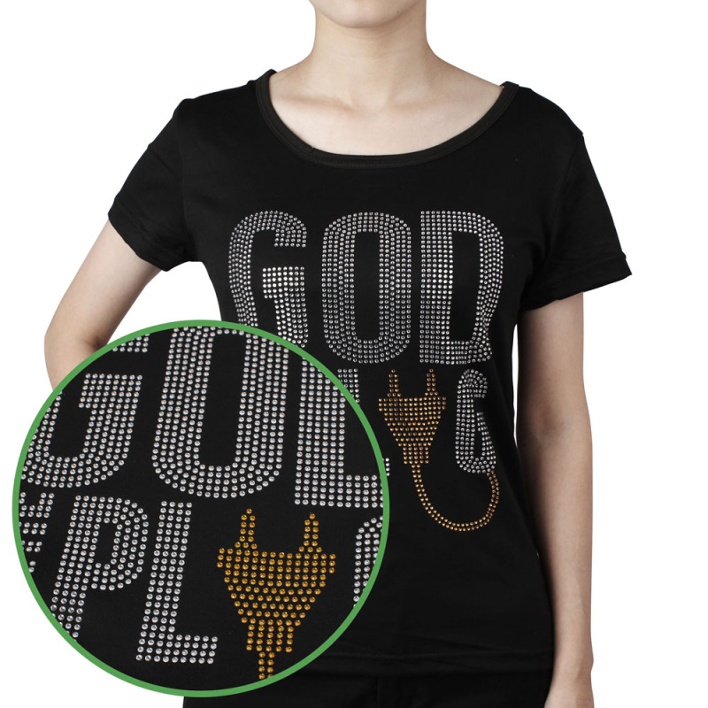 God Is Plug Rhinestone Heat Transfer Hotfix Bling