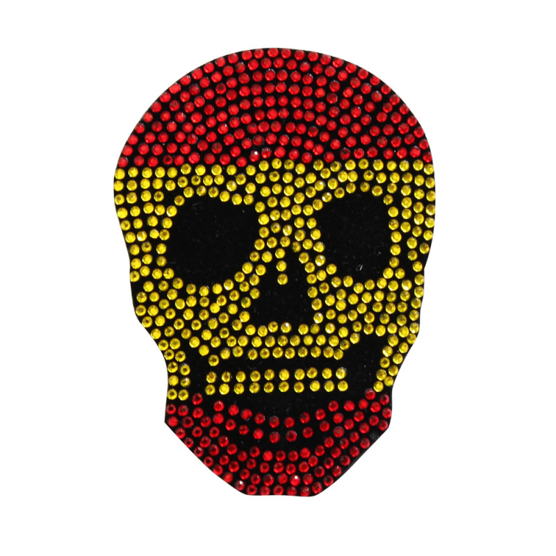 Skull Design Rhinestone Fabric Sticker Skull Design Self Adhesive