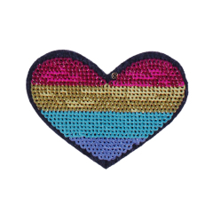 Rainbow Heart Design Sequin Patch Accept Custom
