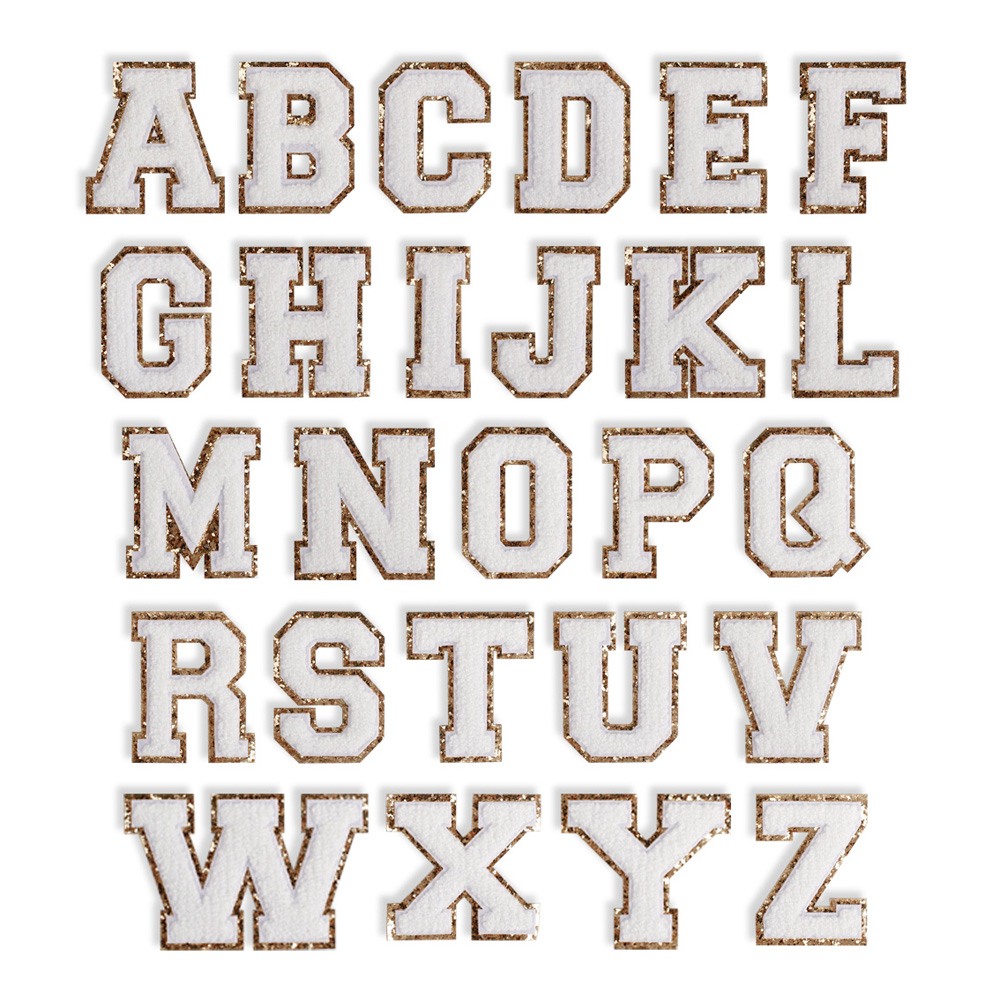 A-Z Alphabet Letter Glitter Chenille Patch