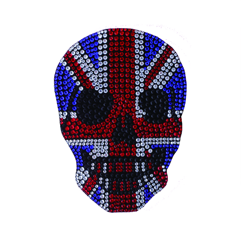 Skull Design Rhinestone Fabric Sticker Skull Design Self Adhesive
