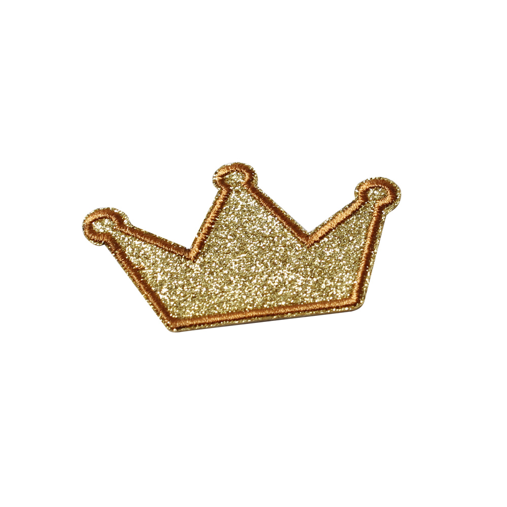 Popular Crown Design Embroidery Patch With Glitter