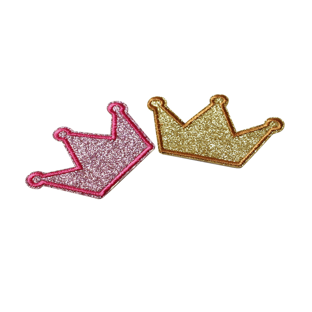 Popular Crown Design Embroidery Patch With Glitter