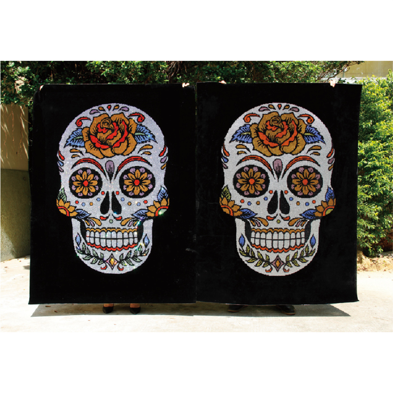 Skull Design Rhinestone With Facbric
