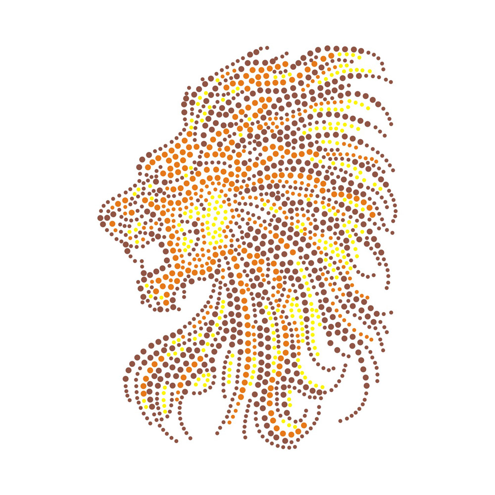Africa Lion Bull Design Crystal Transfer Rhinestone Bling