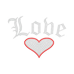 Red Heart Series Rhinestone Design Transfer Motif Bling
