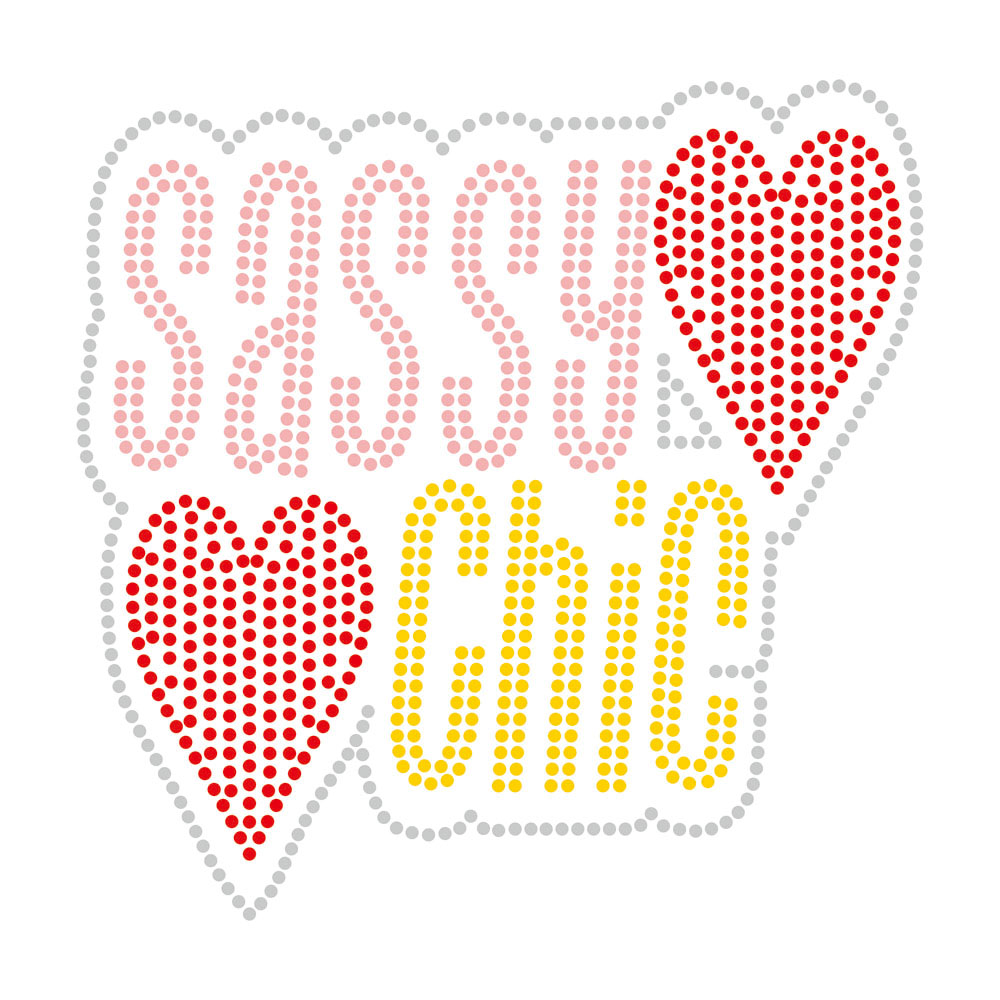 Red Heart Series Rhinestone Design Transfer Motif Bling