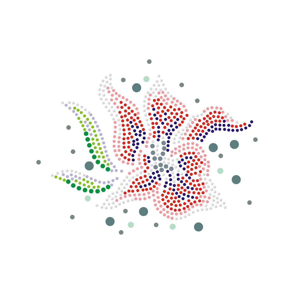 Flower Decal Rhinestone Heat Transfers Custom Make,RHINESTONE SERIES