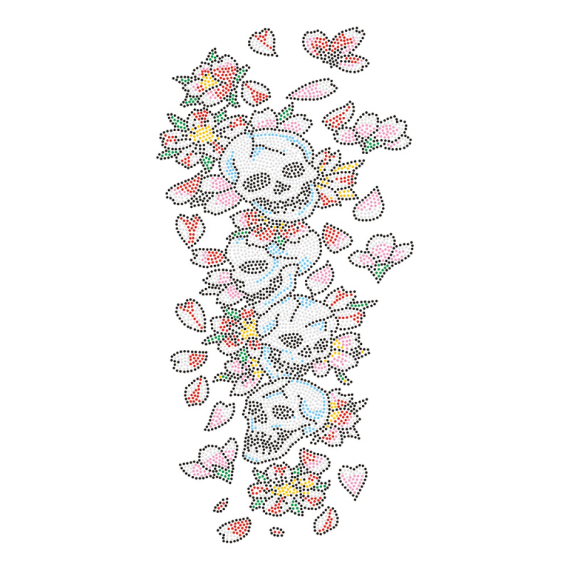 Skull Designs Rhinestone Transfer Wholesale Custom