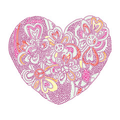 Pink Heart Rhinestone Design Bling Transfer