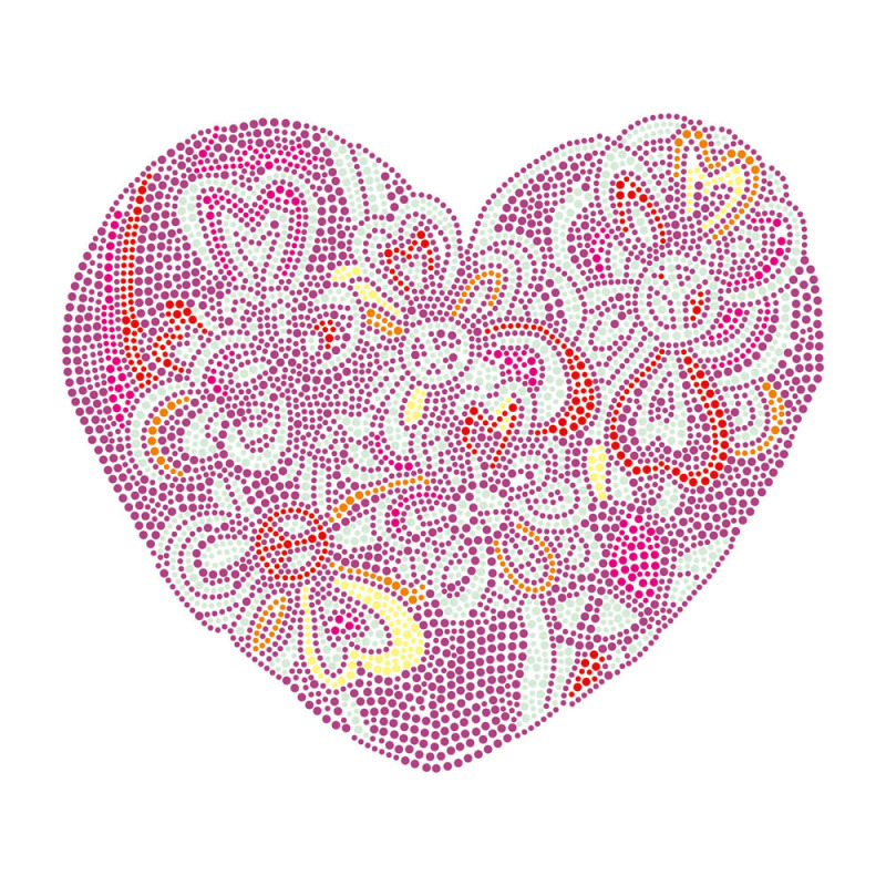 Pink Heart Rhinestone Design Bling Transfer