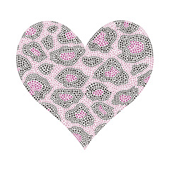 Pink Heart Rhinestone Design Bling Transfer