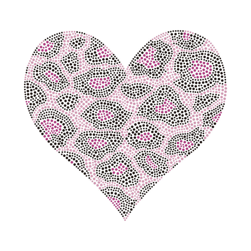 Pink Heart Rhinestone Design Bling Transfer