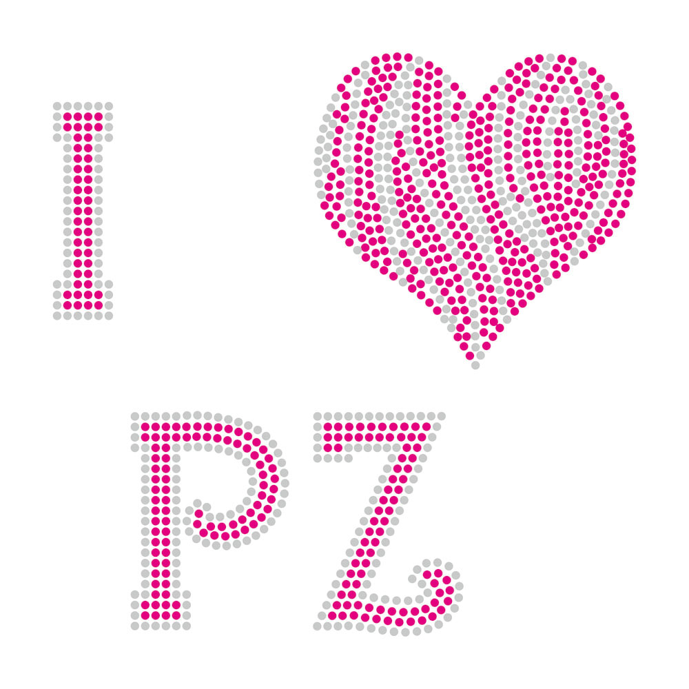 Pink Heart Rhinestone Design Bling Transfer