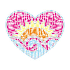 Pink Heart Rhinestone Design Bling Transfer