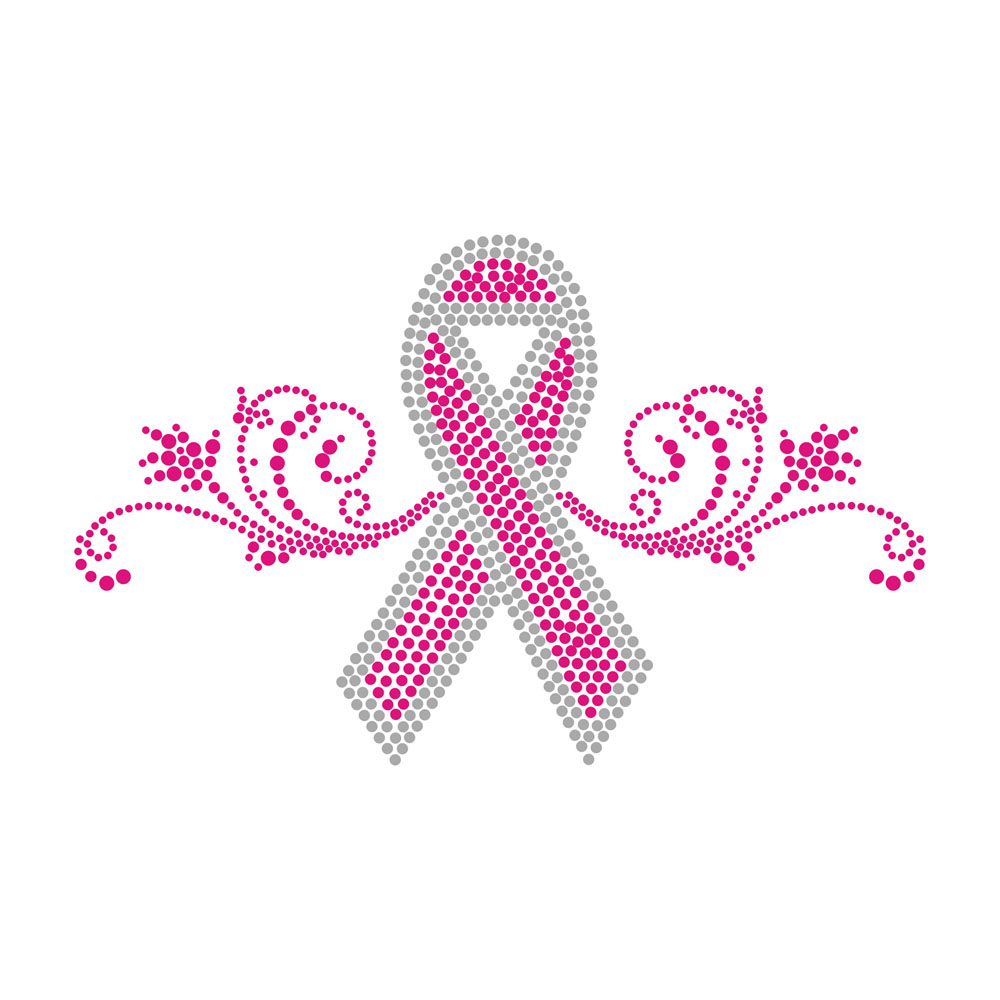 Red Ribbon And Love Rhinestone Transfer Bling