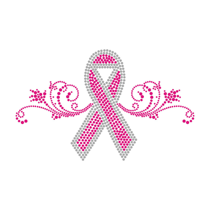 Red Ribbon And Love Rhinestone Transfer Bling