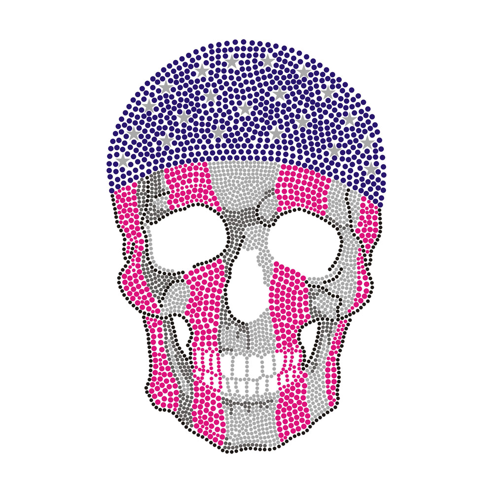 Multi Color Personalized Skull Designs Rhinestone Transfer