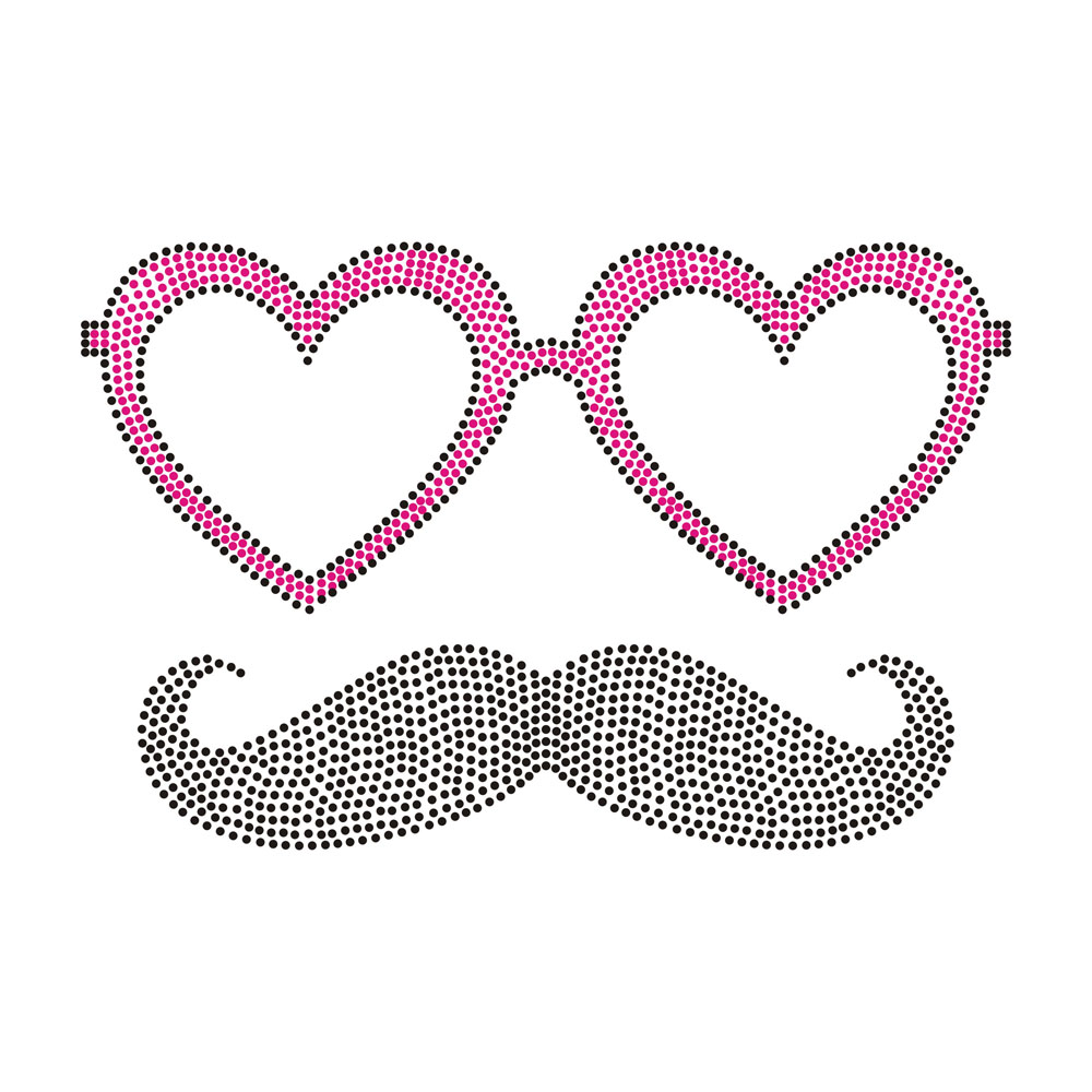 Smile Face With Glasses Bling Hotfix Transfer Rhinestone Transfer