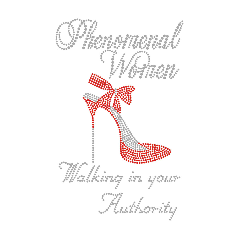 Women High Heels With Text Rhinestone Heat Transfers