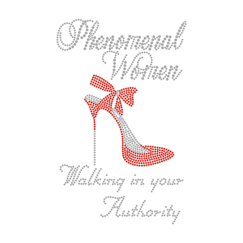 Women High Heels With Text Rhinestone Heat Transfers