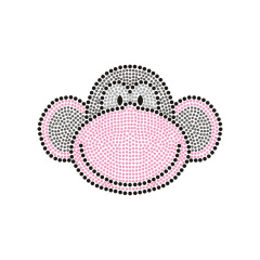 Pink Monkey And More Animal Rhinestone Transfer Bling Hot Fix