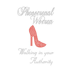 Women High Heels With Text Rhinestone Heat Transfers
