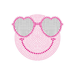 Smile Face With Glasses Bling Hotfix Transfer Rhinestone Transfer