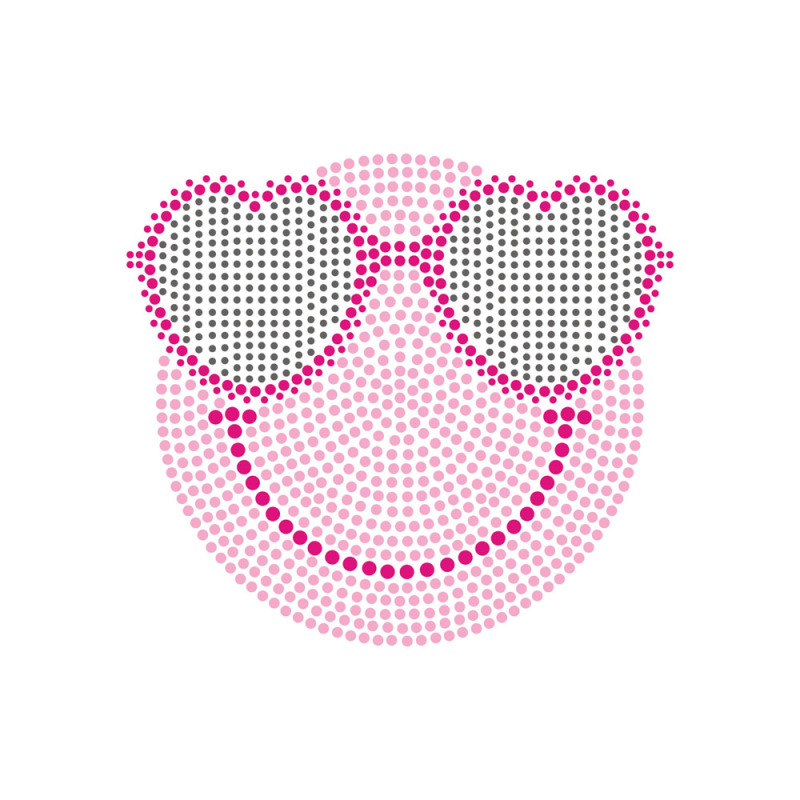 Smile Face With Glasses Bling Hotfix Transfer Rhinestone Transfer