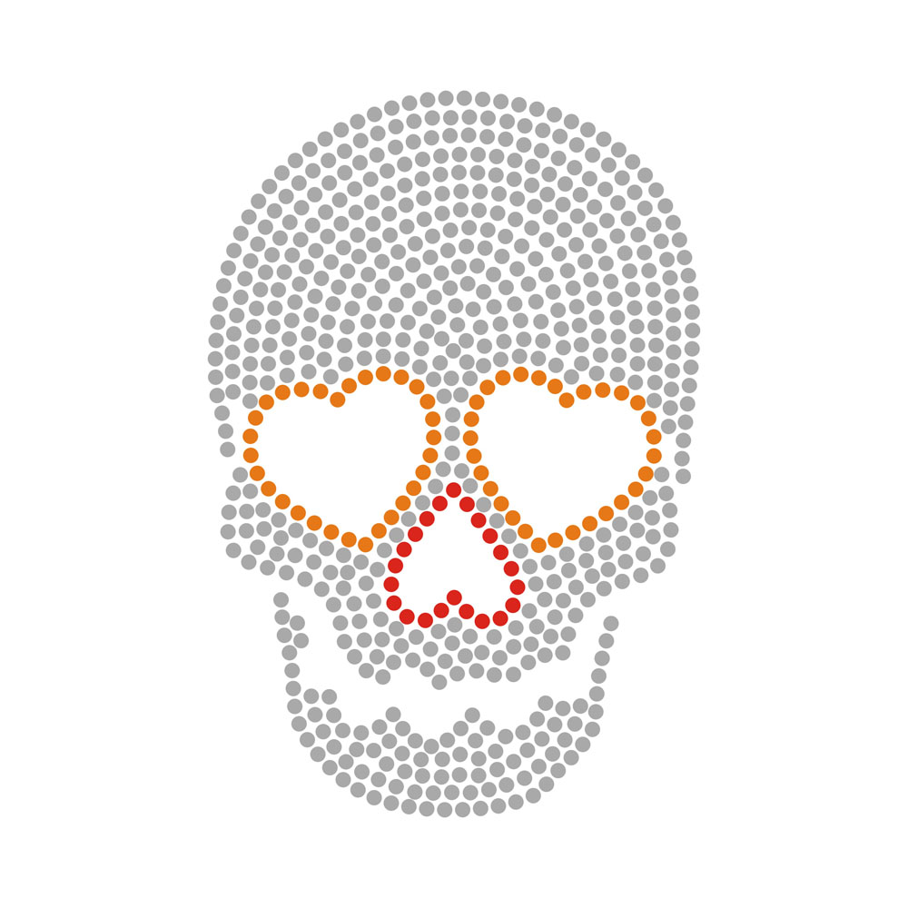 Multi Color Personalized Skull Designs Rhinestone Transfer
