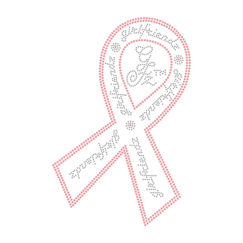 Red Ribbon And Love Rhinestone Transfer Bling