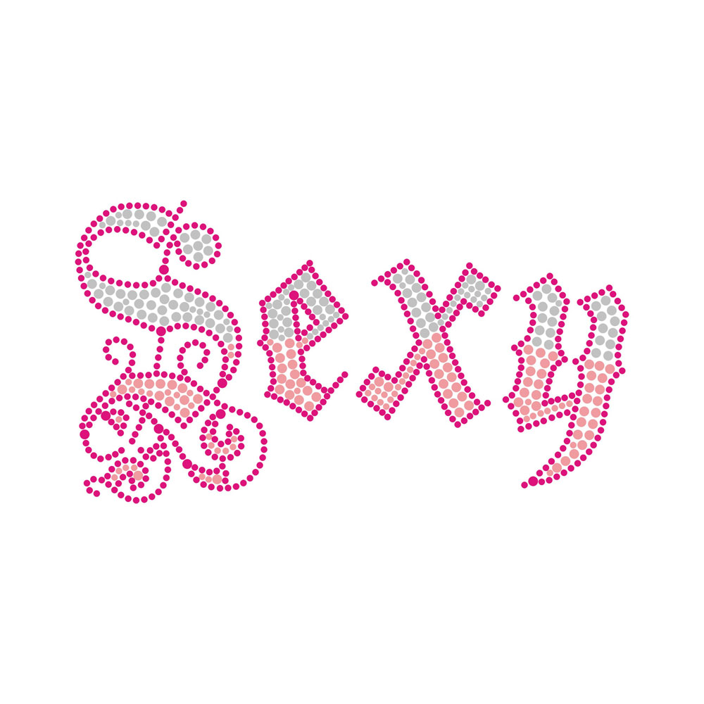 Pink Color Series Letter Design Bling Crystal Transfer Rhinestone