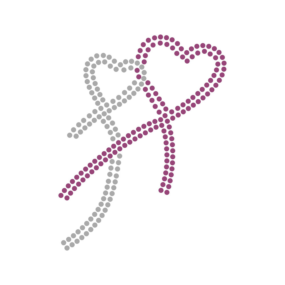 Red Ribbon And Love Rhinestone Transfer Bling