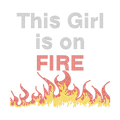 Fire Letter Pattern Rhinestone Transfer Bling