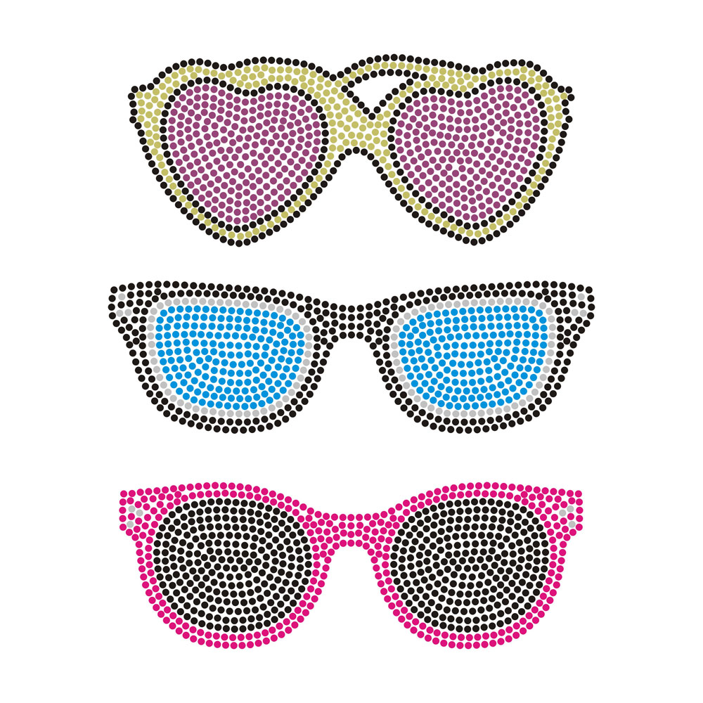 Smile Face With Glasses Bling Hotfix Transfer Rhinestone Transfer