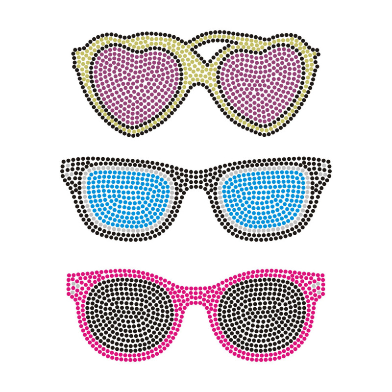 Smile Face With Glasses Bling Hotfix Transfer Rhinestone Transfer