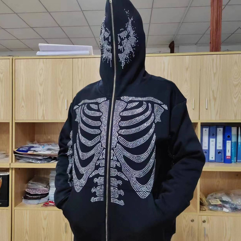 Skull frame  skeleton sweatshirt design rhinestone