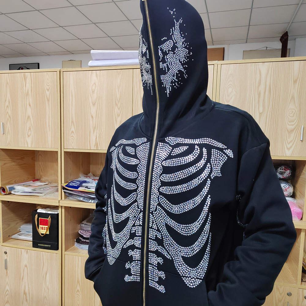 Skull frame  skeleton sweatshirt design rhinestone