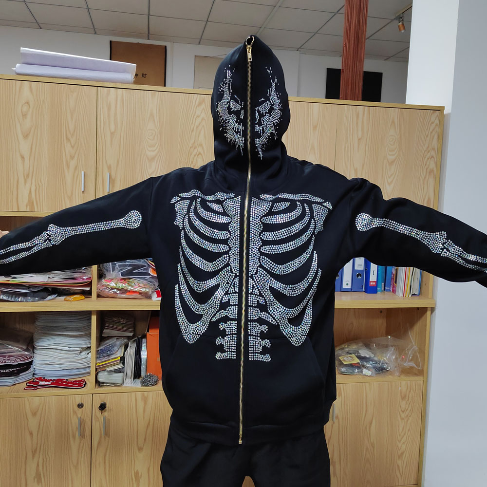 Skull frame  skeleton sweatshirt design rhinestone