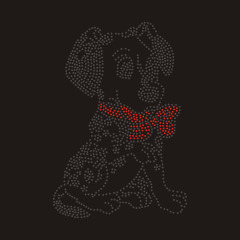 Custom dog with red bow tie rhinestone design